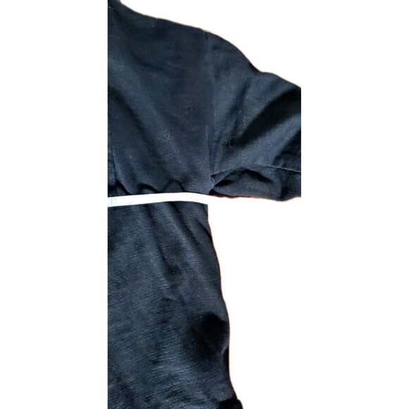 Layered Look Pinstriped Sweater Size L Mixed Media Wrist Tie Detail Chic - Picture 13 of 16